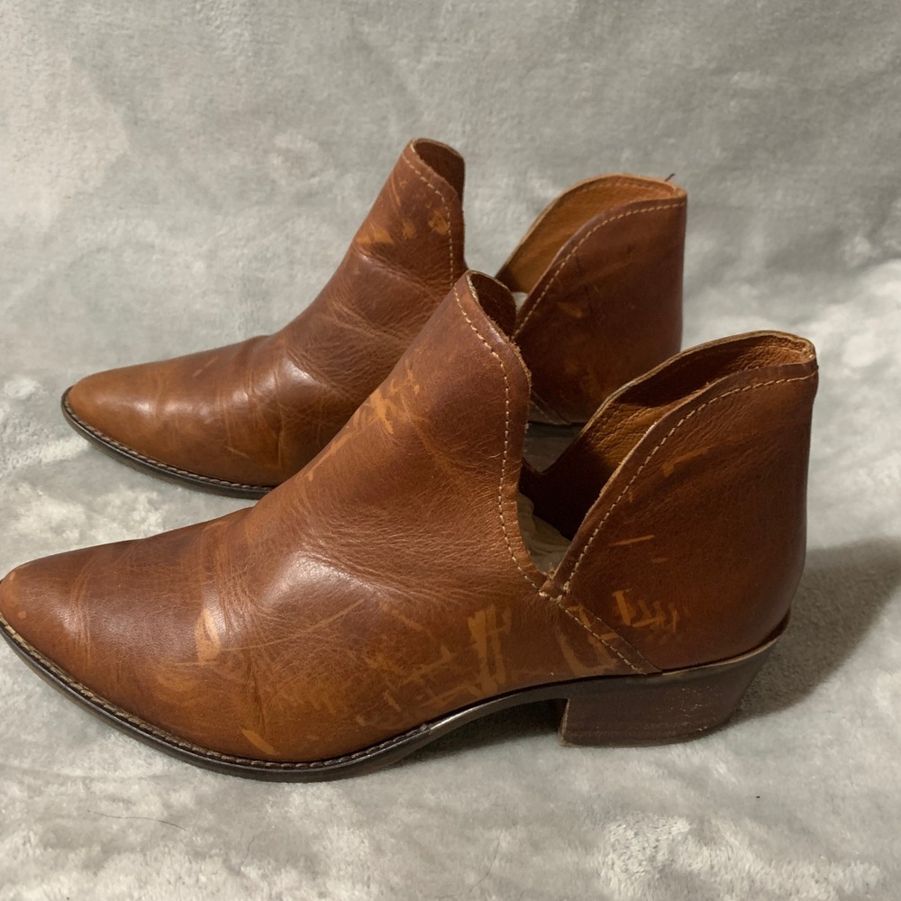 Steve Madden Austin Brown Leather V Cut Ankle Boots Women's Size 9.5 M Western - Picture 4 of 13
